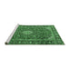 Sideview of Machine Washable Medallion Emerald Green Traditional Area Rugs, wshtr4443emgrn