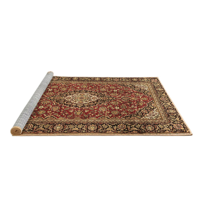 Sideview of Machine Washable Medallion Brown Traditional Rug, wshtr4443brn