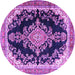 Round Machine Washable Medallion Purple Traditional Area Rugs, wshtr4444pur