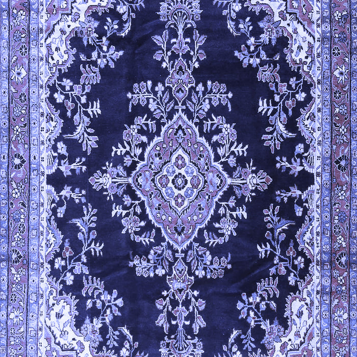 Machine Washable Medallion Blue Traditional Rug, wshtr4444blu