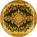 Round Medallion Yellow Traditional Rug, tr4444yw