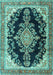 Machine Washable Medallion Turquoise Traditional Area Rugs, wshtr4444turq