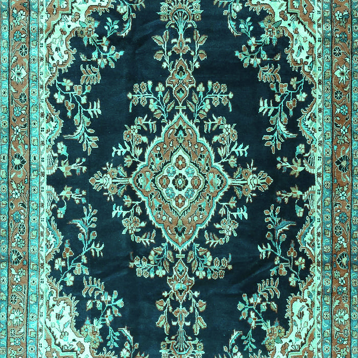 Machine Washable Medallion Turquoise Traditional Area Rugs, wshtr4444turq