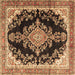 Square Medallion Brown Traditional Rug, tr4444brn