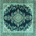 Square Medallion Turquoise Traditional Rug, tr4444turq