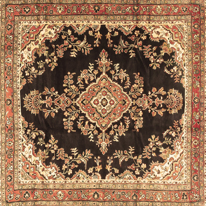 Square Machine Washable Medallion Brown Traditional Rug, wshtr4444brn