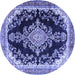 Round Medallion Blue Traditional Rug, tr4444blu