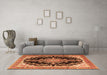 Machine Washable Medallion Orange Traditional Area Rugs in a Living Room, wshtr4444org