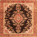 Serging Thickness of Medallion Orange Traditional Rug, tr4444org