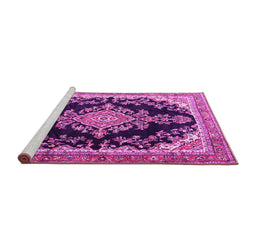 Sideview of Machine Washable Medallion Pink Traditional Rug, wshtr4444pnk