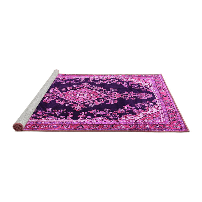Sideview of Machine Washable Medallion Pink Traditional Rug, wshtr4444pnk