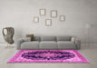 Machine Washable Medallion Pink Traditional Rug in a Living Room, wshtr4444pnk