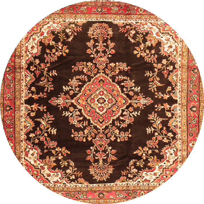 Square Medallion Orange Traditional Rug, tr4444org