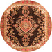 Square Medallion Orange Traditional Rug, tr4444org