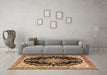 Machine Washable Medallion Brown Traditional Rug in a Living Room,, wshtr4444brn