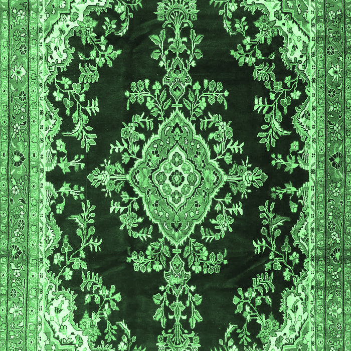 Machine Washable Medallion Emerald Green Traditional Area Rugs, wshtr4444emgrn