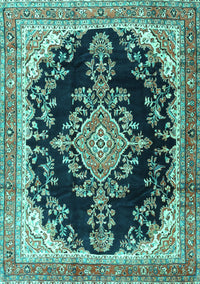 Medallion Turquoise Traditional Rug, tr4444turq