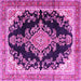 Square Machine Washable Medallion Pink Traditional Rug, wshtr4444pnk