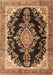 Machine Washable Medallion Brown Traditional Rug, wshtr4444brn