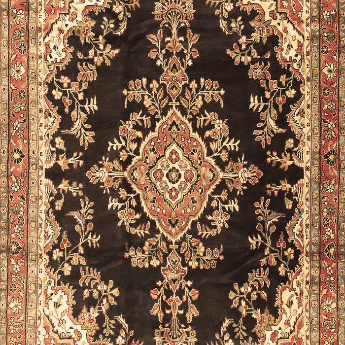 Machine Washable Medallion Brown Traditional Rug, wshtr4444brn
