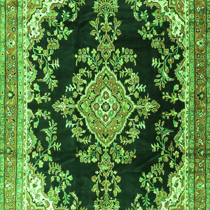 Serging Thickness of Machine Washable Medallion Green Traditional Area Rugs, wshtr4444grn