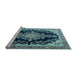 Sideview of Machine Washable Medallion Light Blue Traditional Rug, wshtr4444lblu