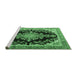 Sideview of Machine Washable Medallion Emerald Green Traditional Area Rugs, wshtr4444emgrn