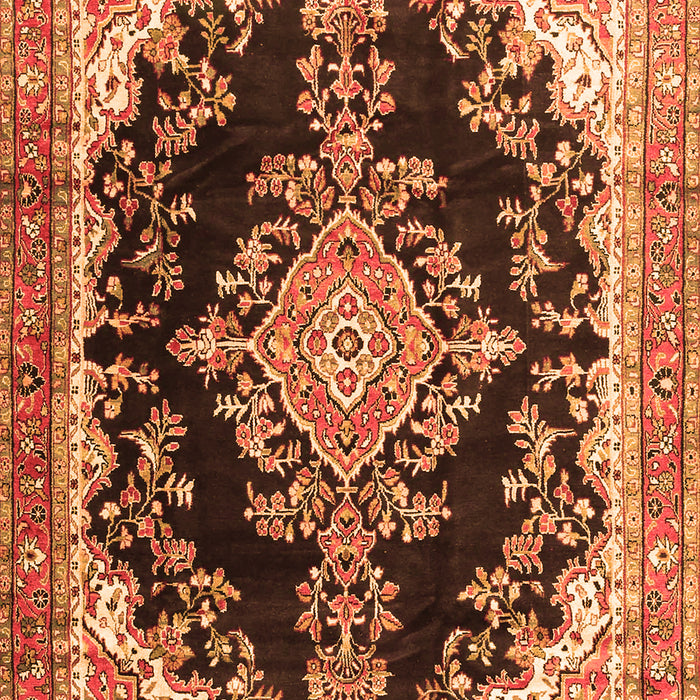 Serging Thickness of Machine Washable Medallion Orange Traditional Area Rugs, wshtr4444org