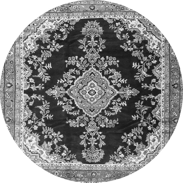 Machine Washable Medallion Gray Traditional Rug, wshtr4444gry