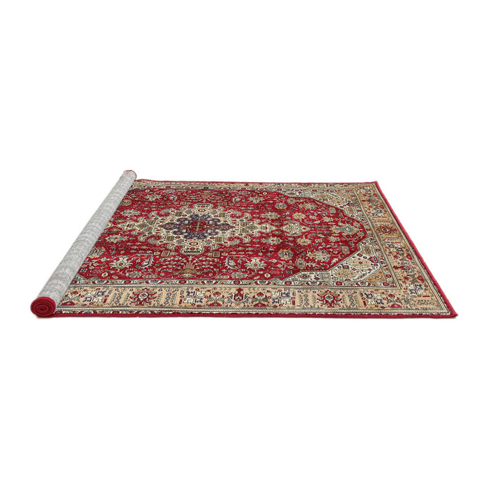 Sideview of Machine Washable Traditional Fire Brick Red Rug, wshtr4445