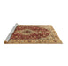 Sideview of Machine Washable Medallion Brown Traditional Rug, wshtr4445brn