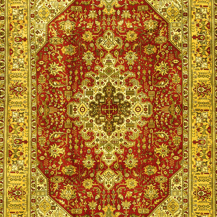 Machine Washable Medallion Yellow Traditional Rug, wshtr4445yw