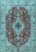 Medallion Light Blue Traditional Rug, tr4445lblu