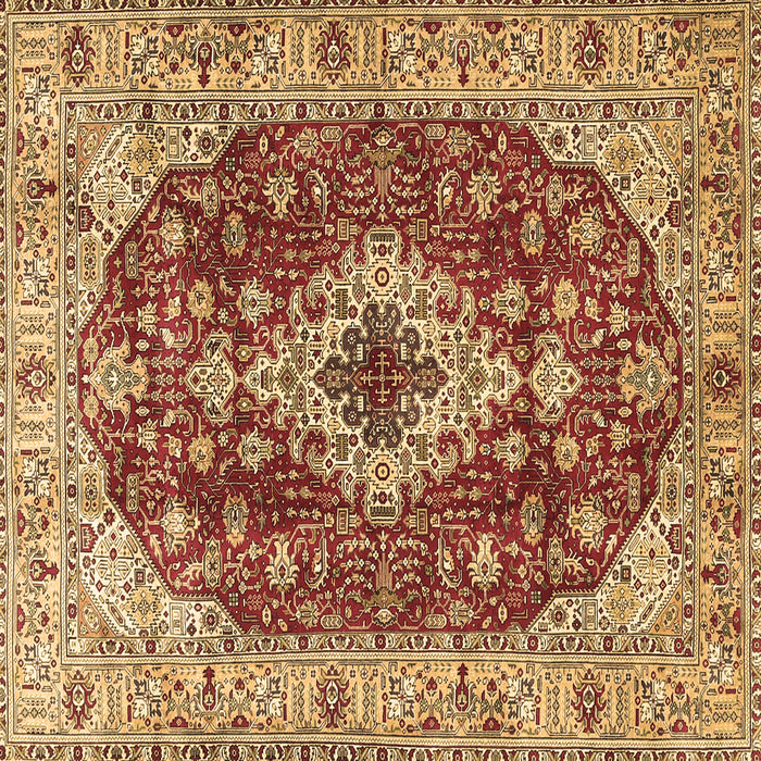 Square Machine Washable Medallion Brown Traditional Rug, wshtr4445brn