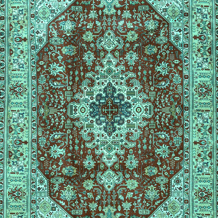 Machine Washable Medallion Turquoise Traditional Area Rugs, wshtr4445turq