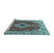 Sideview of Machine Washable Medallion Light Blue Traditional Rug, wshtr4445lblu