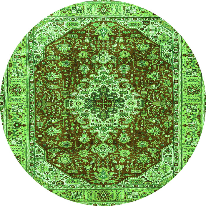 Square Medallion Green Traditional Rug, tr4445grn