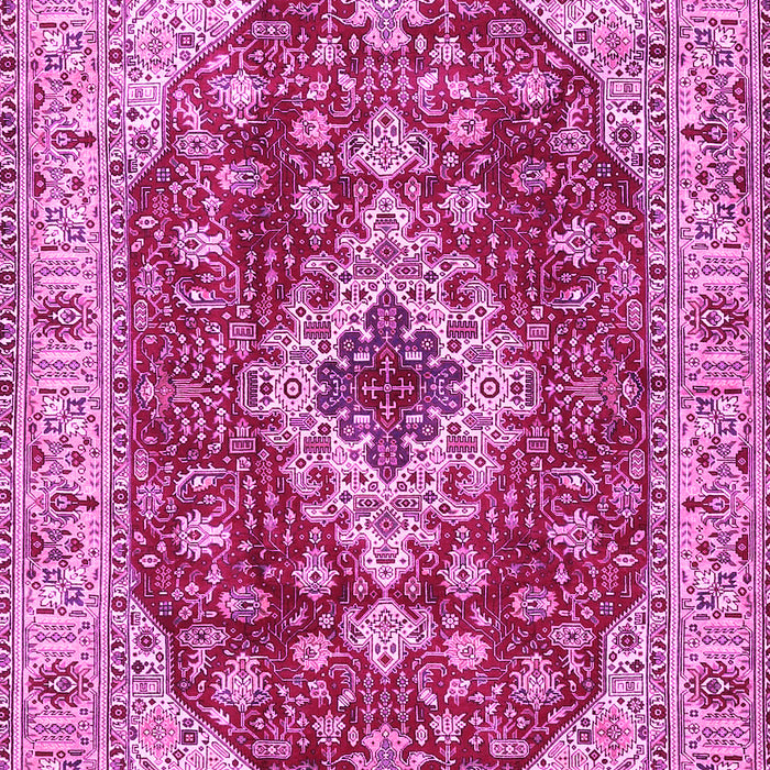 Machine Washable Medallion Pink Traditional Rug, wshtr4445pnk