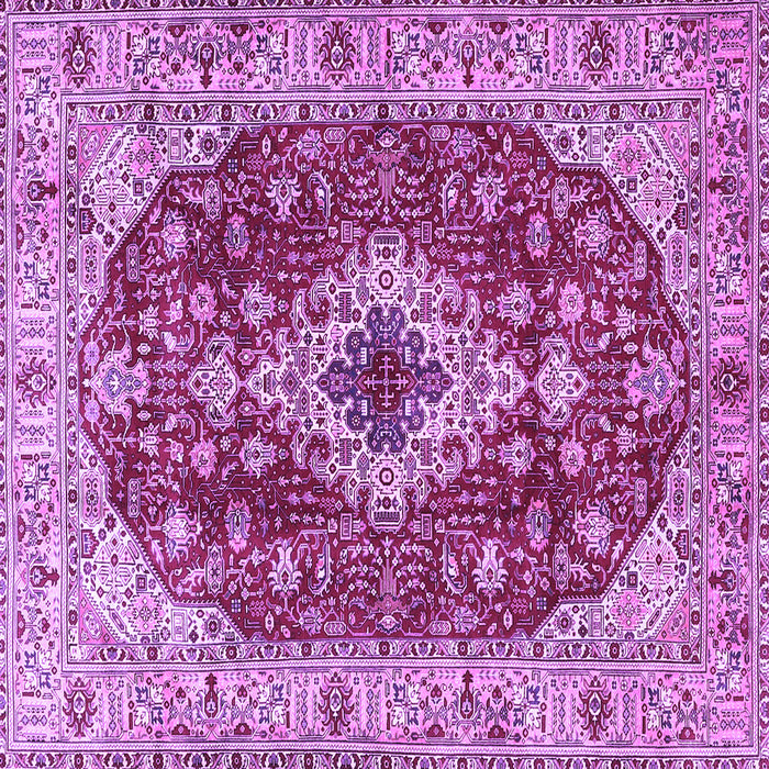 Square Machine Washable Medallion Purple Traditional Area Rugs, wshtr4445pur
