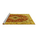 Sideview of Machine Washable Medallion Yellow Traditional Rug, wshtr4445yw