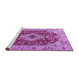 Sideview of Machine Washable Medallion Purple Traditional Area Rugs, wshtr4445pur