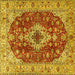 Square Machine Washable Medallion Yellow Traditional Rug, wshtr4445yw