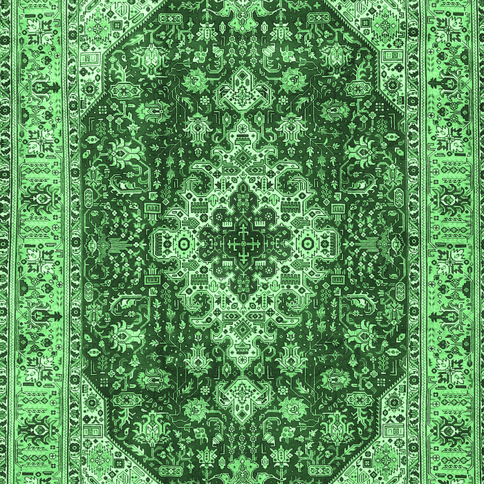 Machine Washable Medallion Emerald Green Traditional Area Rugs, wshtr4445emgrn