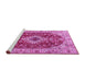 Sideview of Machine Washable Medallion Pink Traditional Rug, wshtr4445pnk