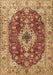 Machine Washable Medallion Brown Traditional Rug, wshtr4445brn