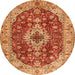 Machine Washable Medallion Orange Traditional Area Rugs, wshtr4445org