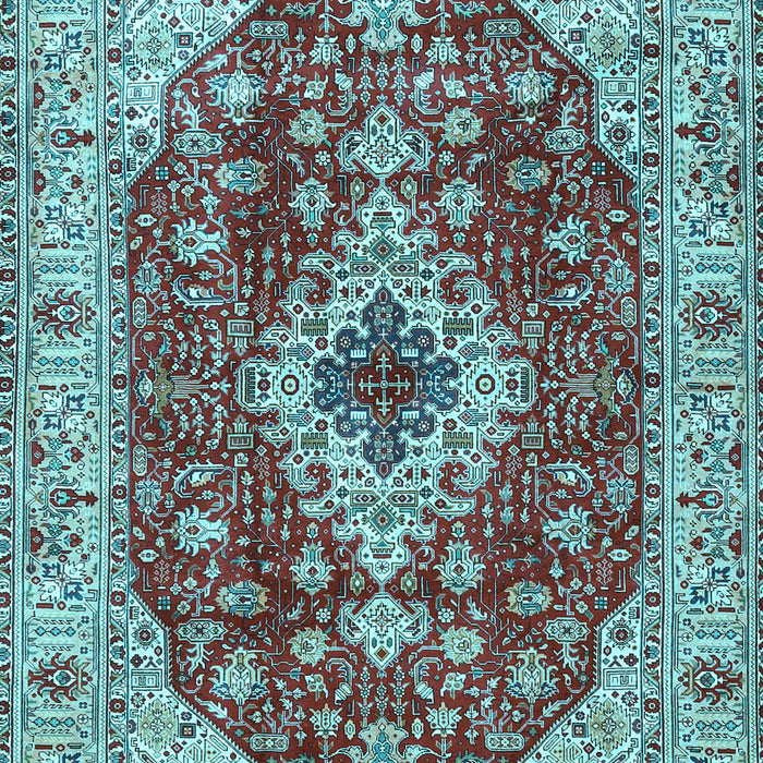 Machine Washable Medallion Light Blue Traditional Rug, wshtr4445lblu