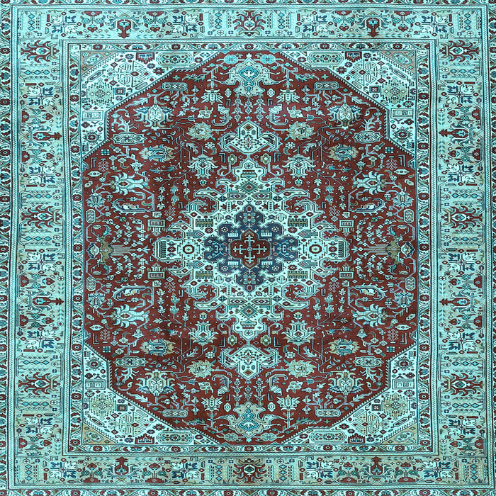 Square Medallion Light Blue Traditional Rug, tr4445lblu