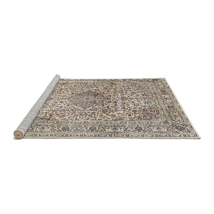 Sideview of Machine Washable Traditional Desert Sand Beige Rug, wshtr4446