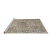 Sideview of Machine Washable Traditional Desert Sand Beige Rug, wshtr4446